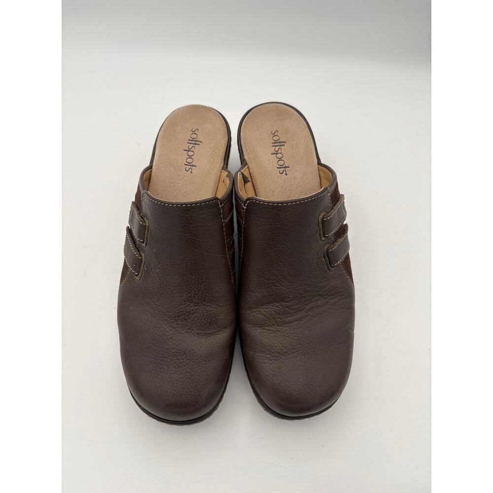 Women’s Softspots Size 8 Brown Leather Heeled Clogs